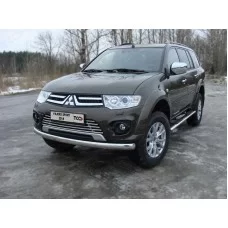 Защита передняя овальная 75х42 мм для Mitsubishi Pajero Sport 2013-2016