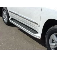 Защита штатных порогов 42 мм (аналог Lexus LX570) для Toyota Land Cruiser 200 2012-2015