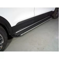 Пороги алюминиевые Slim Line Silver для Geely Coolray 2019-2023