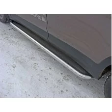 Пороги с площадкой нержавеющий лист 60 мм для Hyundai Santa Fe Grand 2016-2018