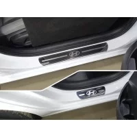 Накладки на пороги зеркальный лист лого Hyundai 4 штуки для Hyundai i30 2017-2024