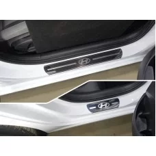 Накладки на пороги зеркальный лист лого Hyundai 4 штуки для Hyundai i30 2017-2024