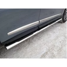 Пороги труба овальная с накладками 120х60 мм укороченные для Infiniti QX60 2016-2020