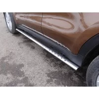 Пороги труба овальная с проступью 75х42 мм для Kia Sportage 2019-2024