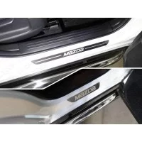 Накладки на пороги зеркальный лист надпись Mazda 4 штуки для Mazda CX-5 2018-2024