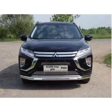 Защита передняя овальная с ДХО 75х42 мм для Mitsubishi Eclipse Cross 2018-2024