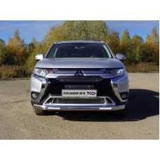 Защита передняя овальная с ДХО 75х42 мм для Mitsubishi Outlander 2019-2024