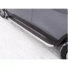 Пороги с площадкой нержавеющий лист 60 мм для Nissan X-Trail T32 2019-2024