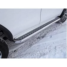 Пороги с площадкой алюминиевый лист 60 мм для Toyota Fortuner 2017-2024