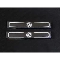 Накладки на пороги внутренние зеркальные надпись лого Volkswagen для Volkswagen Touareg 2014-2017