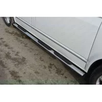 Пороги труба овальная с накладками 75х42 мм для Volkswagen Multivan/Caravelle 2009-2015