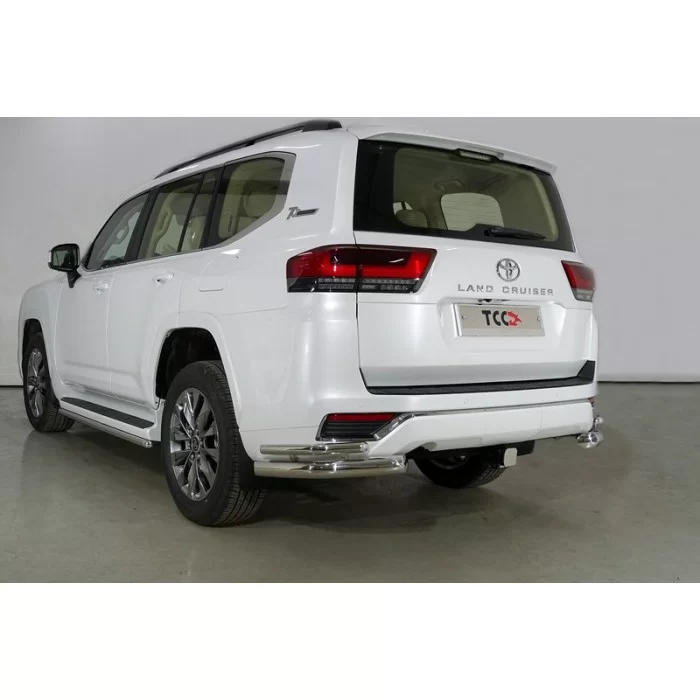 Защита задняя двойные уголки 76,1-42,4 для Toyota Land Cruiser 300 2021-2024
