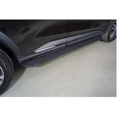Пороги алюминиевые Slim Line Black 1720 мм  на 4WD для Haval F7 2022-2024