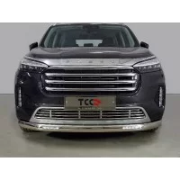 Защита передняя овальная с ДХО 75х42 мм на 2WD 2.0 для Exeed VX 2021-2024