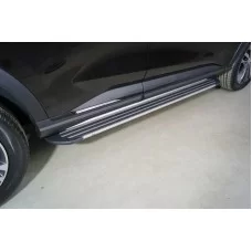 Пороги алюминиевые Slim line Silver 1720 мм на 4WD для Haval F7 2022-2024