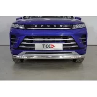 Защита передняя овальная с ДХО 75х42 мм на 2WD 1.5 для Exeed LX 2022-2024