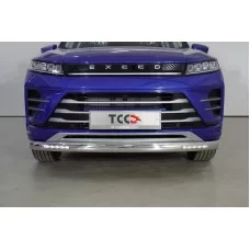 Защита передняя овальная с ДХО 75х42 мм на 2WD 1.5 для Exeed LX 2022-2024