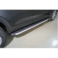 Пороги алюминиевые ТСС с накладкой 1720 мм для Hyundai Creta 2021-2024