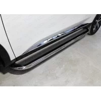 Пороги овал с площадкой нержавеющий лист 75х42 мм на 4WD для Haval F7 2022-2024