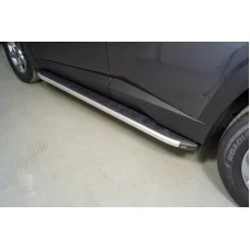 Пороги алюминиевые ТСС с накладкой 1820 мм для Hyundai Tucson 2021-2024
