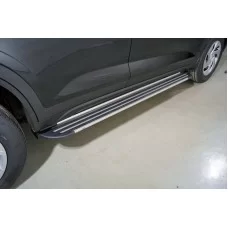 Пороги алюминиевые Slim Line Silver 1720 мм для Hyundai Creta 2021-2024