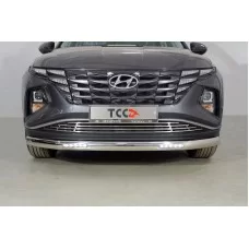 Защита передняя овальная с ДХО 75х42 мм для Hyundai Tucson 2021-2024