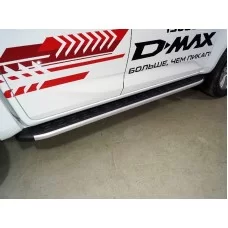 Пороги алюминиевые ТСС с накладкой 2120 мм на 3.0 для Isuzu D-MAX 2019-2024