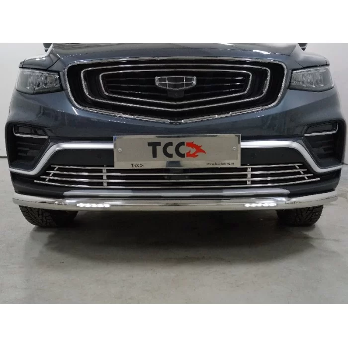 Защита переднего бампера с ДХО 60,3 мм для Geely Atlas Pro 2021-2024
