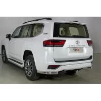 Защита заднего бампера овальная уголки 75х42 мм для Toyota Land Cruiser 300 2021-2024