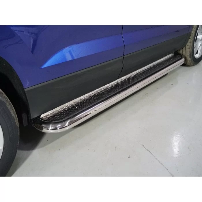 Пороги с площадкой нержавеющий лист 60,3 мм для Volkswagen Taos 2021-2024
