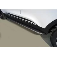 Пороги алюминиевые ТСС с накладкой серые для Chery Tiggo 4 pro 2020-2024