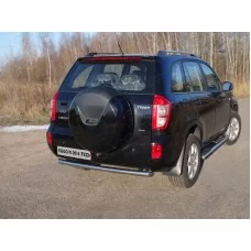 Пороги труба овальная с накладками 120х60 мм для Chery Tiggo FL 2013-2016
