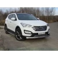 Защита передняя овальная длинная 75-42 мм для Hyundai Santa Fe 2012-2015