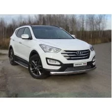 Защита передняя овальная длинная 75-42 мм для Hyundai Santa Fe 2012-2015