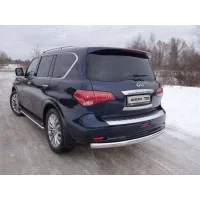 Защита заднего бампера овальная 75х42 мм для Infiniti QX80 2014-2018