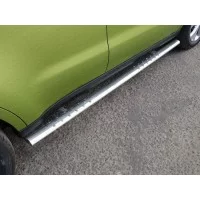 Пороги труба овальная с проступью 75х42 мм для Kia Soul 2014-2016