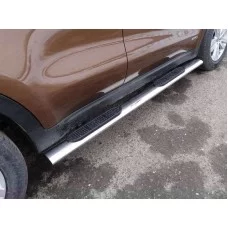 Пороги труба овальная с накладками 120х60 мм для Kia Sportage 2016-2018