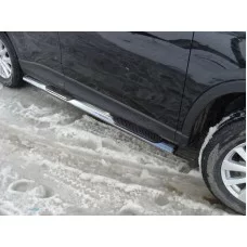 Пороги труба овальная с накладками 120х60 мм для Mazda CX-5 2011-2015