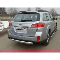 Защита заднего бампера овальная 75х42 мм для Subaru Outback 2012-2014