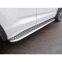 Пороги овал с площадкой алюминиевый лист 75х42 мм для Lexus NX-300h 2014-2017