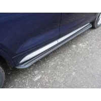 Пороги алюминиевые Slim Line Black для Audi Q5 2016-2024