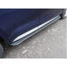 Пороги алюминиевые Slim Line Black для Audi Q5 2016-2024