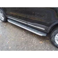 Пороги алюминиевые ТСС с накладкой серебристые для Geely Atlas 2018-2024