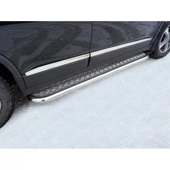 Пороги с площадкой алюминиевый лист 60 мм для Haval H6 2014-2020 артикул HAVH615-14