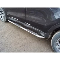 Пороги труба овальная гнутая с накладкой 75х42 мм для Kia Sportage 2019-2024