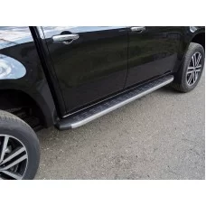 Пороги алюминиевые ТСС с накладкой серые для Mercedes-Benz X-Class 2018-2020