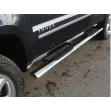 Пороги труба овальная с накладками 120х60 мм для Chevrolet Tahoe 2006-2014