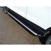 Пороги алюминиевые ТСС с накладкой для Nissan Qashqai 2014-2024