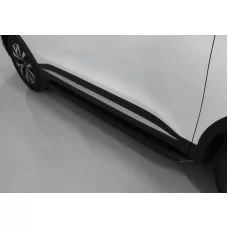 Пороги алюминиевые с пластиковой накладкой карбон черные для Chery Tiggo 7 Pro 2020-2024