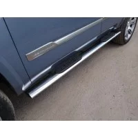 Пороги труба овальная с накладками 120х60 мм для Cadillac Escalade 2015-2020